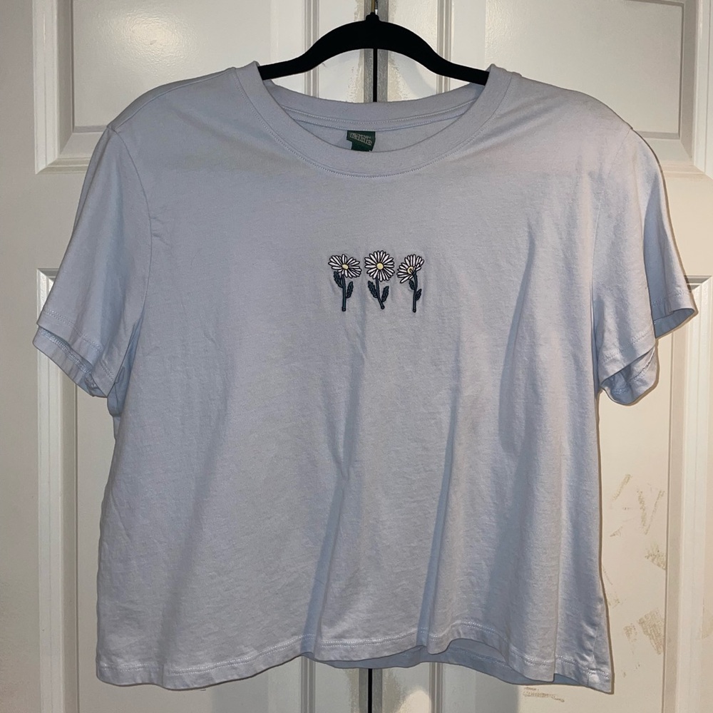 wild fable Lavender Crewneck Tee with Embroidered Daisies